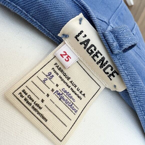 L’AGENCE Audrey Jean Shorts Mid Rise Cut Off Blue Stretch Denim US 25 NWT - Picture 6 of 11